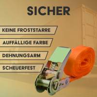MCS Zurrgurt mit Ratsche - 350/700daN (700kg zum Niederzurren) - L=5m; B=25mm