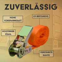 MCS Zurrgurt mit Ratsche - 350/700daN (700kg zum Niederzurren) - L=5m; B=25mm
