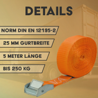 2er Set Gurt mit Klemmschloss 125kg 5 Meter