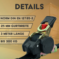 Automatik Zurrgurt Doppelspitzhaken 750kg